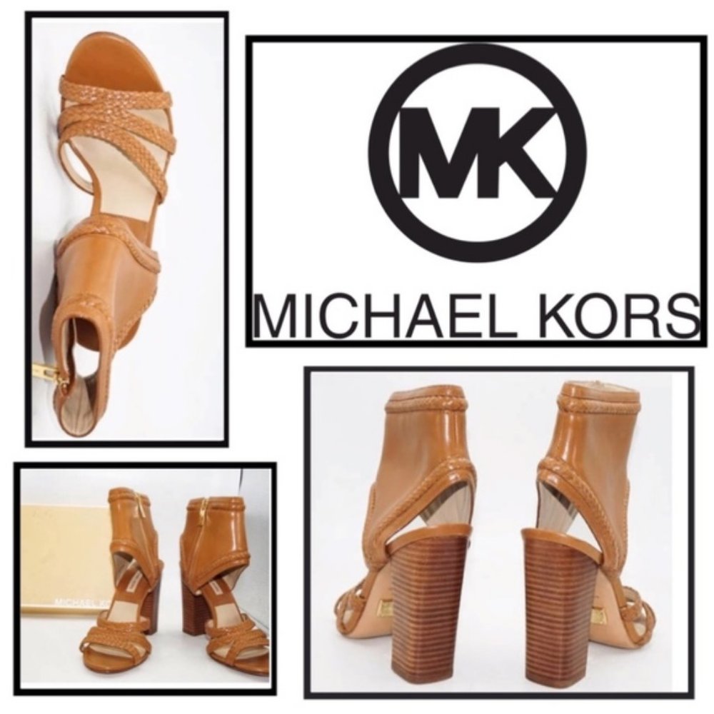 Michael Kors Italian Leather ONE OF A KIND Runway Sample Stacked Heel Sandal NWT